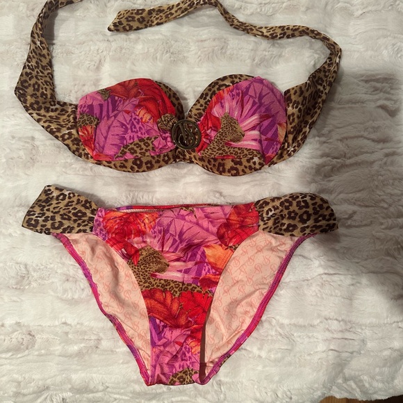 Leopard and Floral Print Bikini Set - Picture 2 of 4